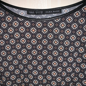 Zara basic‎ orange blue square long sleeve dress